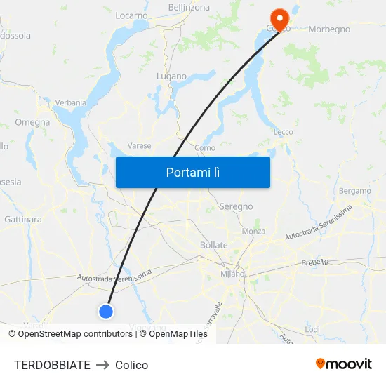 TERDOBBIATE to Colico map