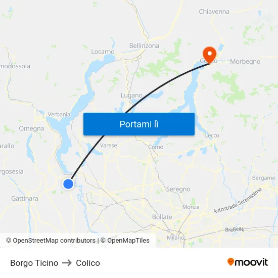 Borgo Ticino to Colico map