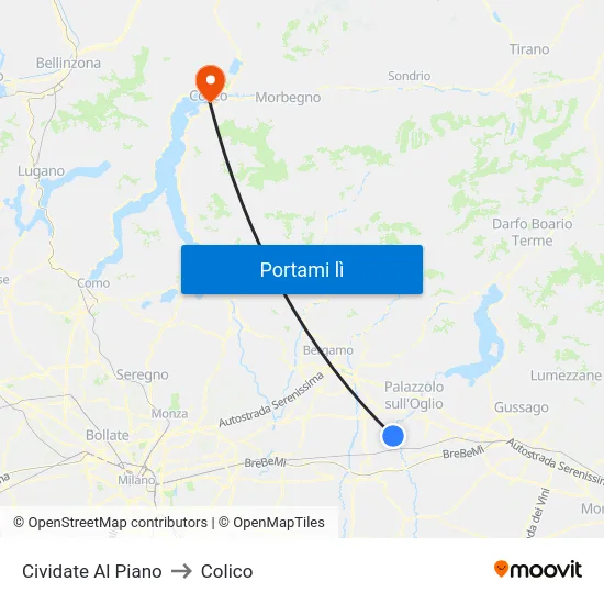 Cividate Al Piano to Colico map