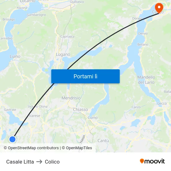 Casale Litta to Colico map
