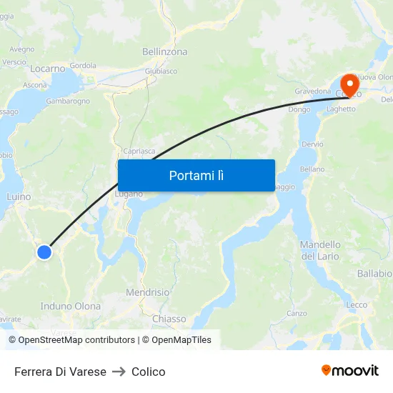 Ferrera Di Varese to Colico map