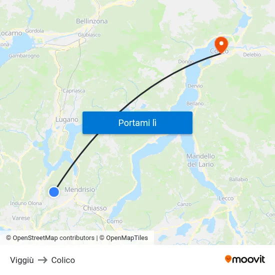 Viggiù to Colico map
