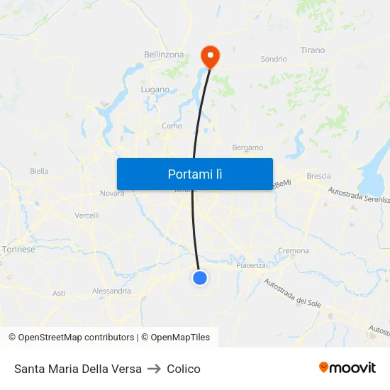 Santa Maria Della Versa to Colico map