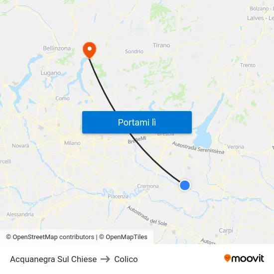 Acquanegra Sul Chiese to Colico map