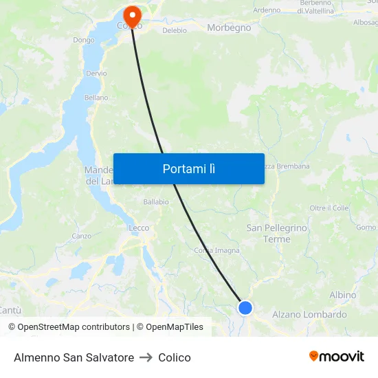 Almenno San Salvatore to Colico map
