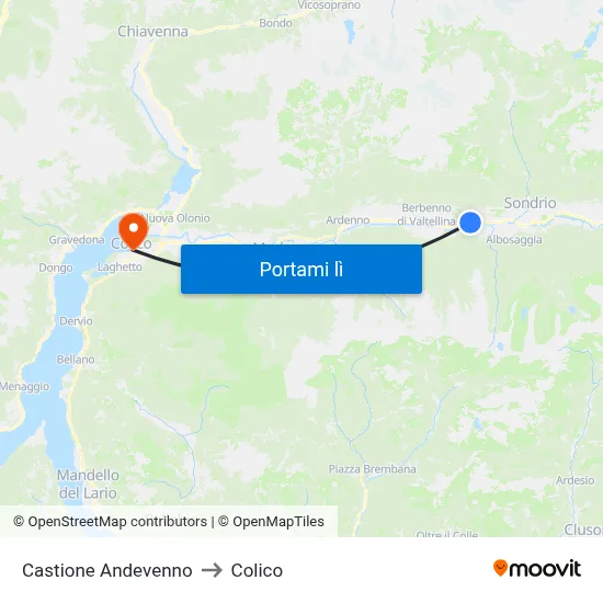 Castione Andevenno to Colico map