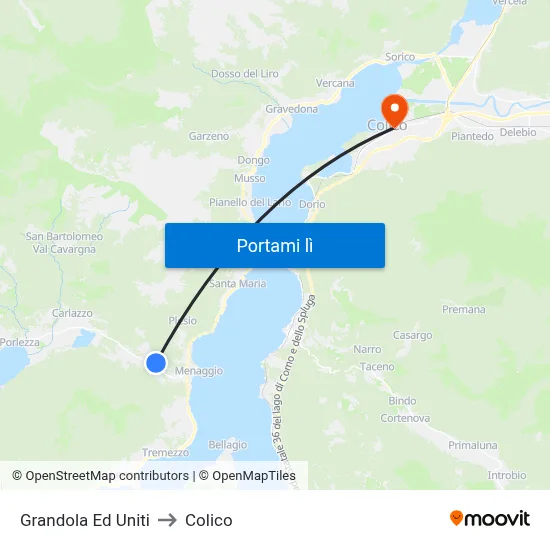 Grandola Ed Uniti to Colico map