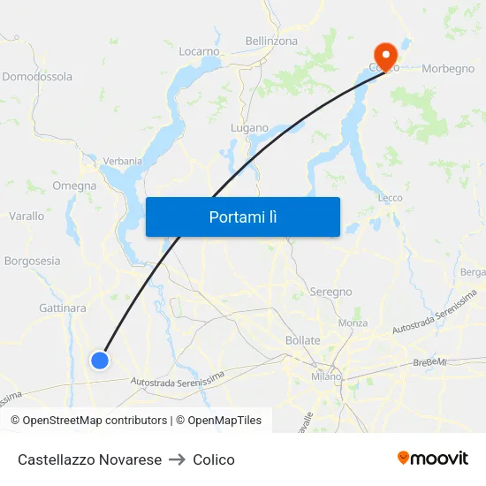 Castellazzo Novarese to Colico map