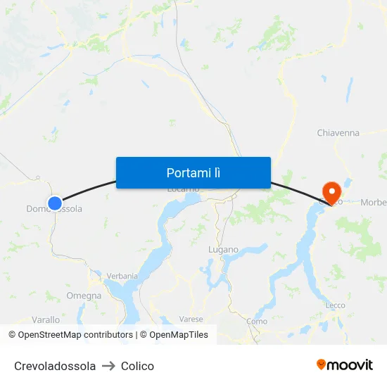 Crevoladossola to Colico map