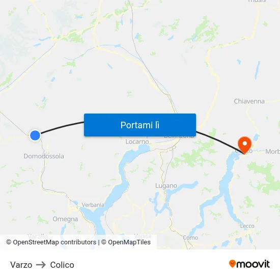 Varzo to Colico map