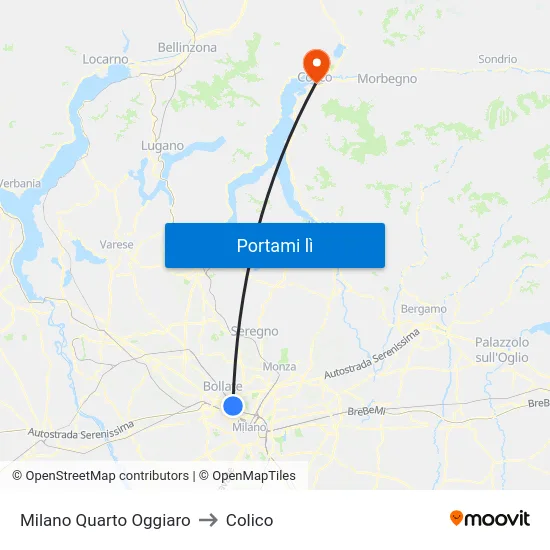 Milano Quarto Oggiaro to Colico map