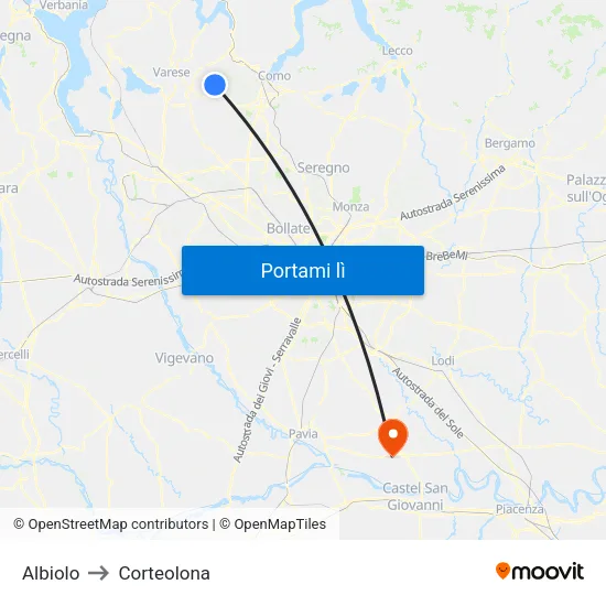 Albiolo to Corteolona map