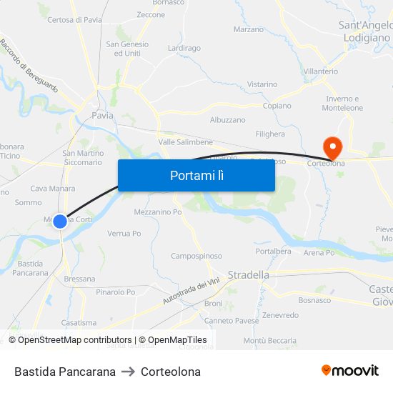 Bastida Pancarana to Corteolona map