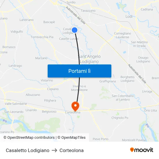 Casaletto Lodigiano to Corteolona map