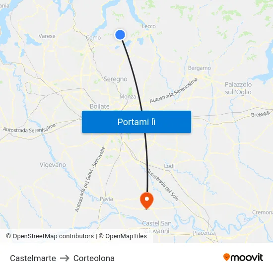 Castelmarte to Corteolona map