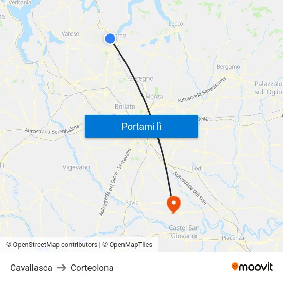 Cavallasca to Corteolona map