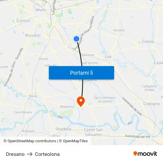 Dresano to Corteolona map