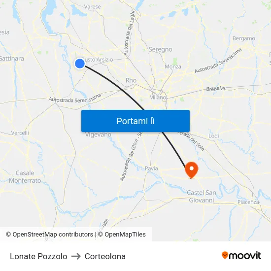 Lonate Pozzolo to Corteolona map