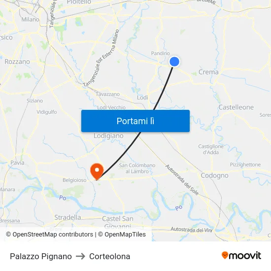 Palazzo Pignano to Corteolona map