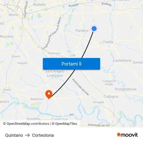 Quintano to Corteolona map