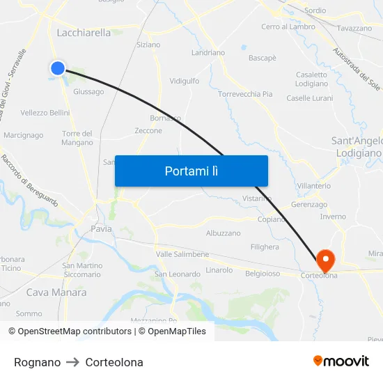 Rognano to Corteolona map