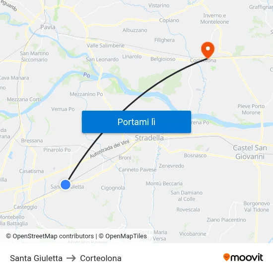 Santa Giuletta to Corteolona map