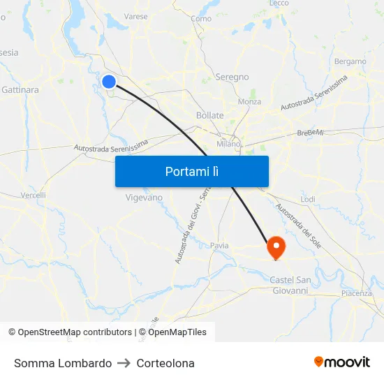 Somma Lombardo to Corteolona map
