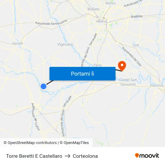 Torre Beretti E Castellaro to Corteolona map