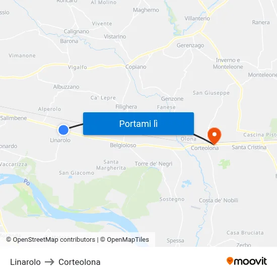 Linarolo to Corteolona map