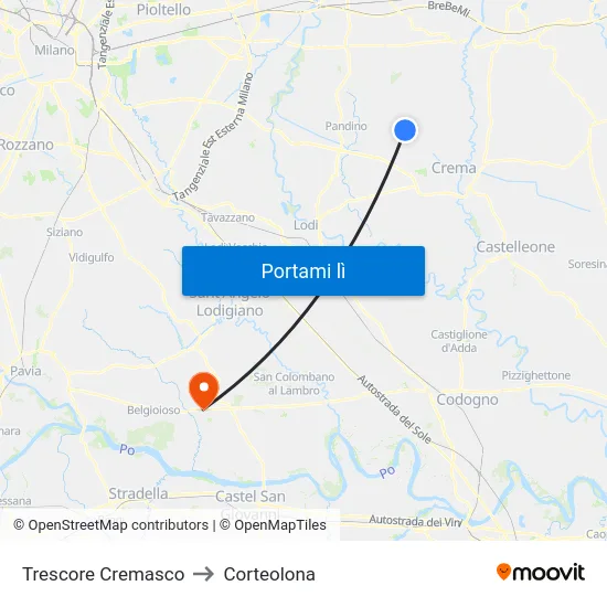 Trescore Cremasco to Corteolona map