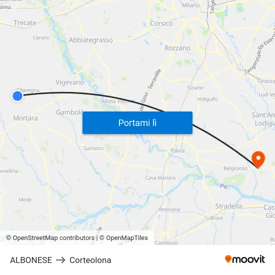 ALBONESE to Corteolona map