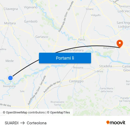 SUARDI to Corteolona map