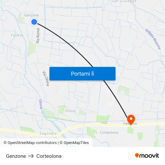 Genzone to Corteolona map