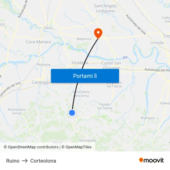 Ruino to Corteolona map