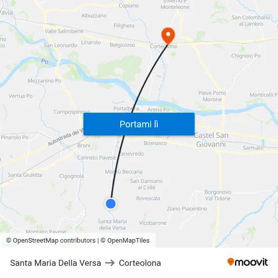 Santa Maria Della Versa to Corteolona map