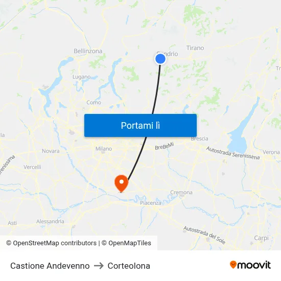 Castione Andevenno to Corteolona map
