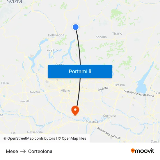 Mese to Corteolona map