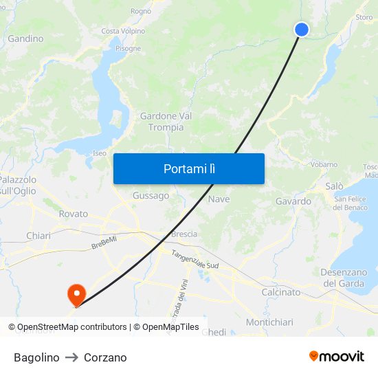 Bagolino to Corzano map