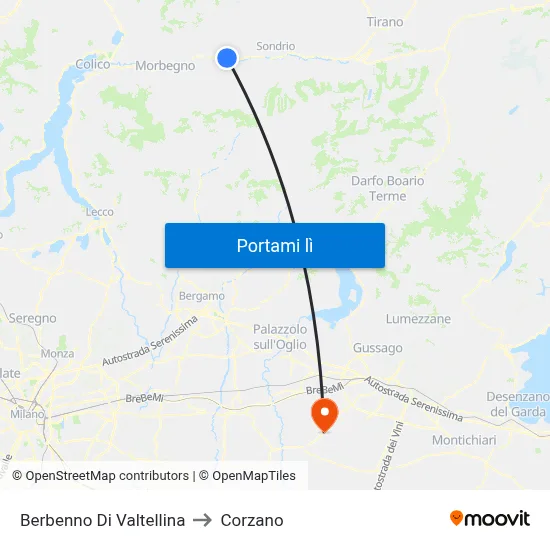 Berbenno Di Valtellina to Corzano map