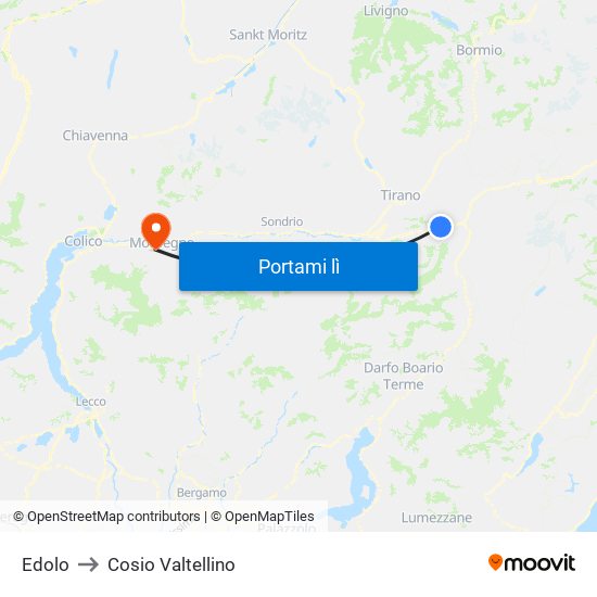 Edolo to Cosio Valtellino map