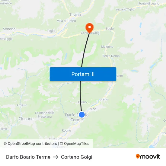 Darfo Boario Terme to Corteno Golgi map