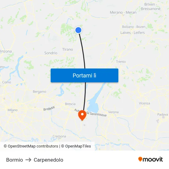 Bormio to Carpenedolo map