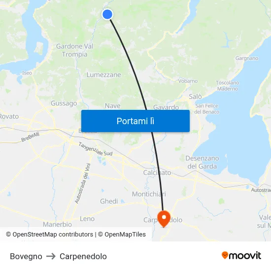 Bovegno to Carpenedolo map
