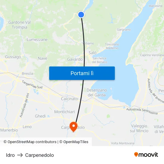 Idro to Carpenedolo map