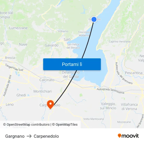 Gargnano to Carpenedolo map