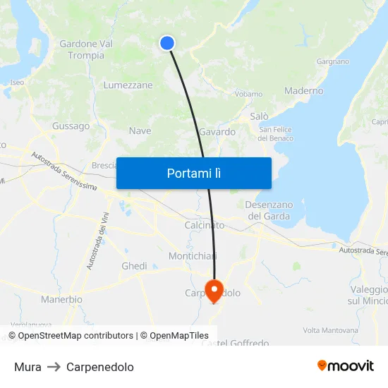 Mura to Carpenedolo map