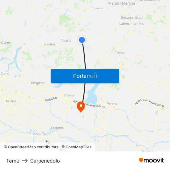 Temù to Carpenedolo map