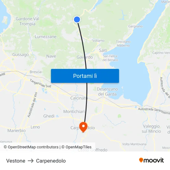 Vestone to Carpenedolo map