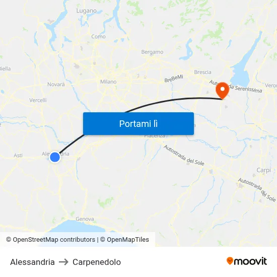 Alessandria to Carpenedolo map