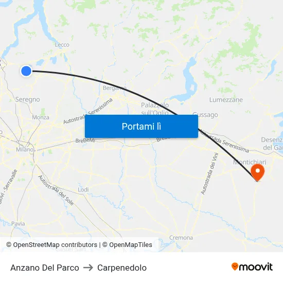 Anzano Del Parco to Carpenedolo map